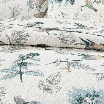 Žakárové Nordic Umývanie Bavlna Posteľ Kryt Vták Prešívaná Deka Set 3ks Letná Deka Kvetinový Dom prehoz cez posteľ pre Posteľ Queen 150