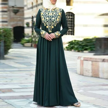 Žena abaya moslimských Moslimských Maxi Dlhé Šaty Dubaj Abaya Šaty, šaty Islam Kaftan Tlač Dlhý Rukáv plus veľkosť S-5XL abaya dubaj