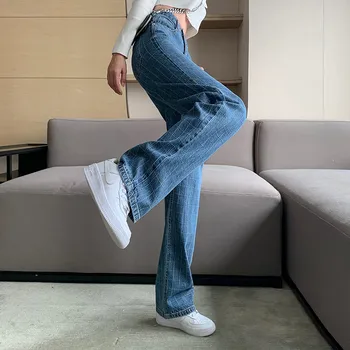 Žena Džínsy S Vysokým Pásom Oblečenie Širokú Nohu, Džínsové Oblečenie Modrá Streetwear Vintage Kvality 2021 Módne Harajuku Rovné Nohavice