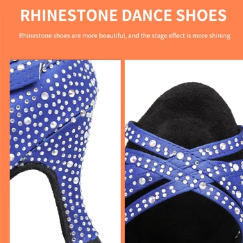 Žena Plná Rhineston Tanečné Topánky pre latinskú Spoločenský Tanec Tango Topánky Ženy Mäkký Spodnej Strany Svadobný Tanec Sandále EU33-43