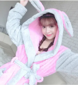 Žena zimné sexy kawaii Rúcha zvierat, králikov/myš/steh/slon long-sleeve župan sleepwear