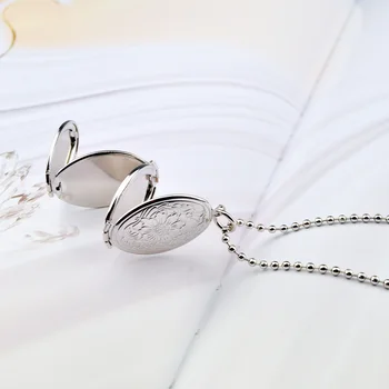 Ženské 925 sterling silver náhrdelník kolo box prívesok dizajn môže dať fotky na pamiatku šperky pevný strieborný náhrdelník s príveskom