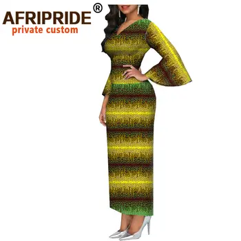 Ženské Afriky Šaty Dashiki Oblečenie Tlač Bodycon Dlho Maxi Šaty V Krku Svetlice Rukáv Strany Svadobné AFRIPRIDE A1925048