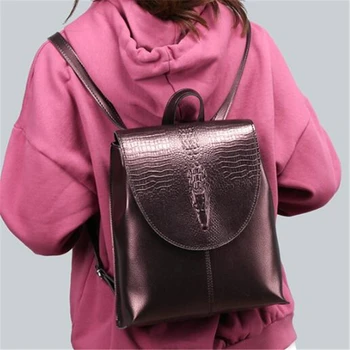 Ženské batoh Európsky štýl krokodíla vzor batoh nepremokavé opotrebovaniu nákupní taška Dievčatá školské tašky 02C