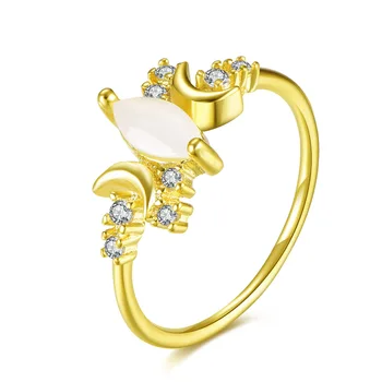 Ženské Biele Opálové Mesiac Kamenný Kruh, Módne 925 Silver Šperky Sľub Lásky Zásnubné Prstene Pre Ženy