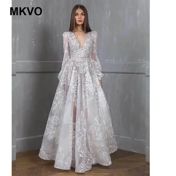 Ženské flitrami šaty striebrom vyšívané čipky svadobné party maxi šaty, sexy hlboké V vysoký pás šaty vestidos de fiesta de noche