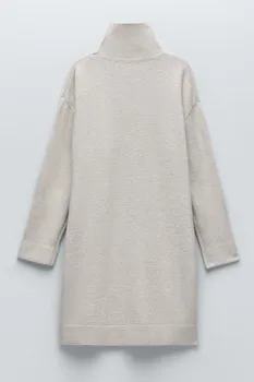Ženy Bežné turtleneck dlhý rukáv pletený sveter ženské šaty zimné nadrozmerná hrubé bežné teplý pulóver šaty 2020 béžová