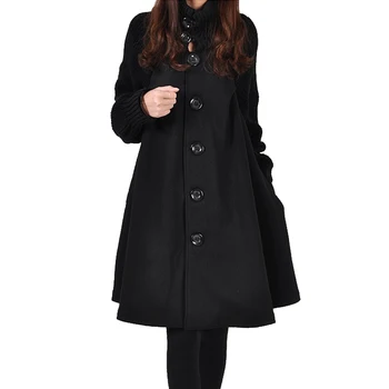 Ženy Coats Žena Bundy Zimné 2020 Bežné Vintage Plášť Plus Veľkosť Jeseň Outwears Teplé Čierne Pevné Dlhá Srsť Casaco Feminino