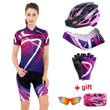 Ženy Cyklistické Oblečenie Set sa 2020 Lete Pro Team MTB Cyklistické Oblečenie, Dámy Cyklistika Dres Sady Anti-UV Cyklistické Prilby Putá Rukavice