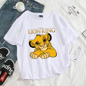 Ženy Estetické Harajuku Krátky Rukáv Roztomilý Tričko O Krku Top Plus Veľkosť Ženy T-shirt Oblečenie Lion King Karikatúra Tlače, T Košele