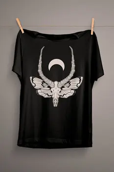 Ženy Gotický Tričko Skull Mesiaca T-Shirt Crystal Mesiac a Smrti Mora Košele Pohanské Satanic Tee Čiar Punk Tees Grunge Košele