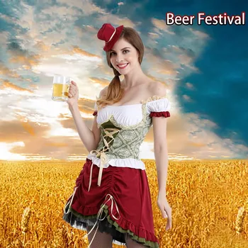 Ženy, Horúce Dirndl Nemecké Pivo Slúžka Kostýmy Ženy Oktoberfest Karneval Šaty Až 3 Ks Dámske Sukne