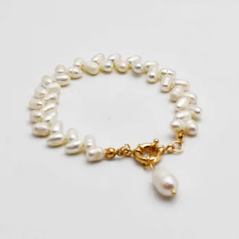 Ženy Klasické Elegantné Sladkovodné Perly Korálkový Náramok Jednoduché Perlový Náramok, Ručne tkaná Biela Perla Šperky pre Strany Accesorries