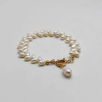 Ženy Klasické Elegantné Sladkovodné Perly Korálkový Náramok Jednoduché Perlový Náramok, Ručne tkaná Biela Perla Šperky pre Strany Accesorries