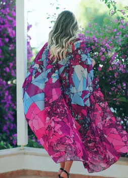 Ženy Kvetinový Kimono Cardigan Dámy Bikiny Zakryť Elegantné Plážové Šaty Elegantné Playa Transparentné Plážové Oblečenie Plavky