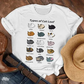 Ženy Lady Mačky, Pet Zábavné Kawaii Bežné 90. rokov Štýle Kreslených Tričko Oblečenie Tričko Tričko Dámske Top Žena Tlačiť T Grafické T-shirt