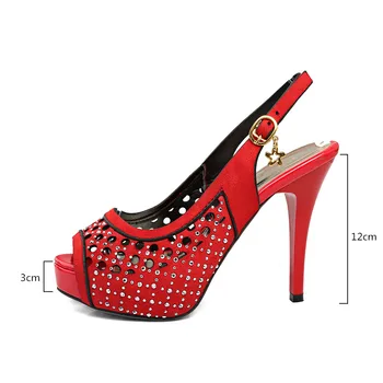 Ženy, Letné Sandále Čierne Červené Topánky Ženy, Otvorené Prst Vysoké Podpätky Luxusné Drahokamu Strany Svadobné Tkaných Sandále Ženy