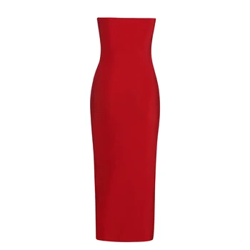 Ženy Letné Šaty 2020 Nový Príchod Červenej Elegantné Party Club Celebrity Dlhé Šaty Bez Ramienok Čipky Dámske Oblečenie