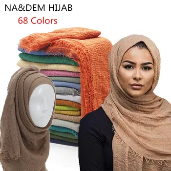 Ženy Maxi pevné šatku bublina obyčajný moslimských hidžáb šatky pashmina foulard šály, šatka na krk módne hlavu šatku veľké šály a zábaly