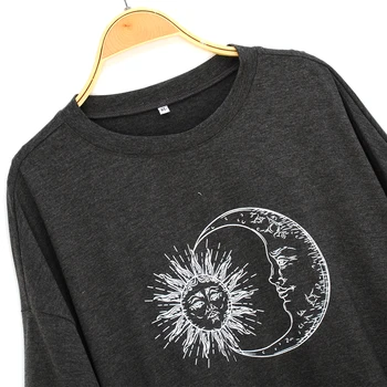 Ženy Móda Bežné Sun Moon Tlač Voľné Krátky Dlhý Rukáv T-shirt Iny Vintage Ženy 2020 Lete Nadrozmerná Tee Košele, Topy