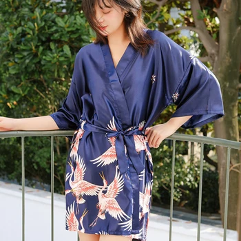 Ženy Móda Tlač Na Kvetinový Kimono Šaty Šaty, Dámske Elegantné Šaty, Letné Príležitostné Voľné Mäkké Sleepwear Pre Ženy