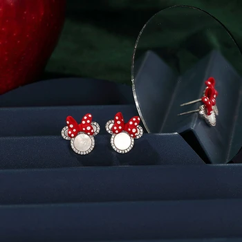 Ženy Módne Šperky Mickey Ucho Stud Roztomilé Myši Dizajn postriebrený Nádherné Romantické Šperky pre Dievča Čaro