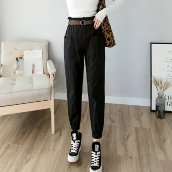 Ženy nohavice 2020 jar leto módne žena pevné vysoký pás voľné hárem nohavice ceruzka nohavice bežné cargo nohavice streetwear
