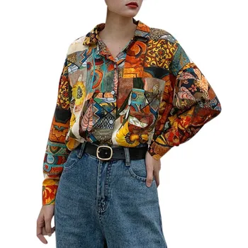 Ženy Oblečenie Dámske Van Gogh Slnečnice Tlač Tričko Retro olejomaľba Návrhu Tlače Topy Dievča Voľné Košele S-XL