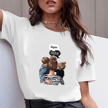 Ženy Oblečenie Tričko Printed Žien Super Mama Chlapec Dievča Príležitostné Letné Módy Bežné Tričko T Top Žena T-shirt Žena Tee
