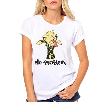 Ženy Oblečenie Žiadny Problém Žirafa Legrační Karikatúra Vytlačené Letné Módne Dámy Žena Harajuku Top Tee Tričko T Žena T-shirt