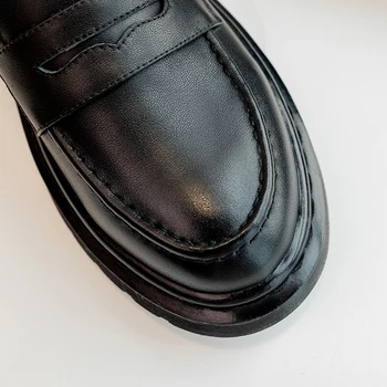 Ženy Originálne kožené členkové topánky mäkké pohodlné martens čierne ženy moccasins ženy mokasíny Chaussures femme blac veľkosť 34-40