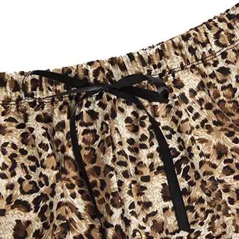 Ženy Plus Veľkosť Sleepwear Nastaviť Sexy Leopard Čipky Bez Rukávov Top Šortky Babydoll Pajama Sady Koronkowa Pizama Y