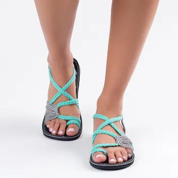 Ženy Pláži Outdoorové Sandále Priedušná Nositeľné Papuče -Flop Remeň Pletené Papuče Kríž Prst Letné Sandále 2020