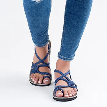 Ženy Pláži Outdoorové Sandále Priedušná Nositeľné Papuče -Flop Remeň Pletené Papuče Kríž Prst Letné Sandále 2020