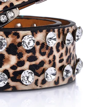 Ženy Pásy D Tvar Diamantu Pracky Faux Kožené Leopard Tlač Luxusné Módne Kapelou Lady Pás Pásy pre Ženy