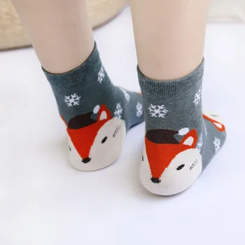 Ženy Roztomilý kreslený Zvierat Ponožky Vianočné Dovolenku Krátkej Trubice Bavlnené ponožky Farebné dievčatá Snehuliak Santa Darček ponožky Poschodí ponožky