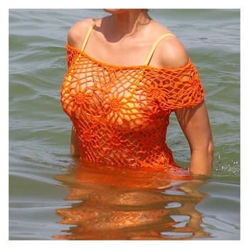 Ženy ručne háčkované bikini kryt ups ramena plaviek