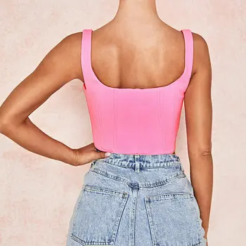 Ženy Ružové Bikiny Topy Letné Beach Plodín Top Clubwear Bez Rukávov Tank Vesta Bandeau Žena Oblečenie 2020 Móda