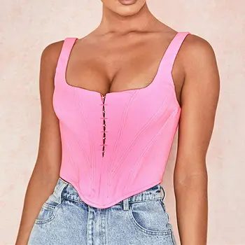 Ženy Ružové Bikiny Topy Letné Beach Plodín Top Clubwear Bez Rukávov Tank Vesta Bandeau Žena Oblečenie 2020 Móda