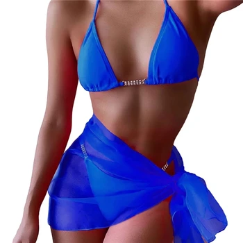 Ženy s uväzovaním za Podprsenka s Tangá Nohavičky A Pokrytie až 3 Ks Bikini Set Push Up Čalúnená Biquini Brazílske plavky 2021 Plavky