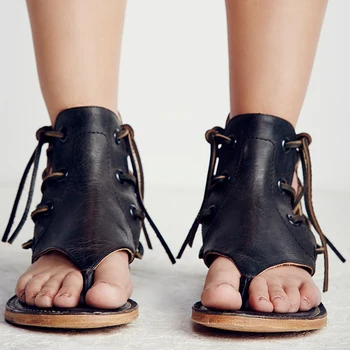 Ženy Sandále Vintage Letné dámske Topánky Gladiator Sandále, žabky Pre Ženy Pláže Topánky Kožené Ploché Sandalias Mujer m908