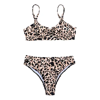 Ženy Sexy Leopard, Had Tlač Plavky Polstrovaná Nízky Nárast Nohavičky Bikini Set