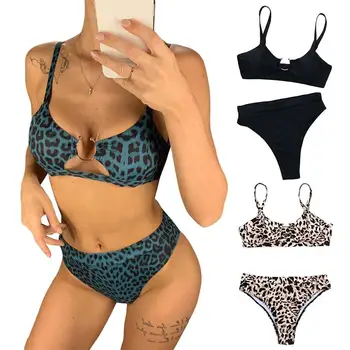 Ženy Sexy Leopard, Had Tlač Plavky Polstrovaná Nízky Nárast Nohavičky Bikini Set
