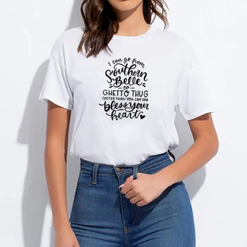 Ženy Shrot Rukáv Voľné Camiseta Mujer White Tee Tričko Femme T-shirt môžem Ísť Z Južnej Vtipné Tričko Ženy Harajuku Tričko