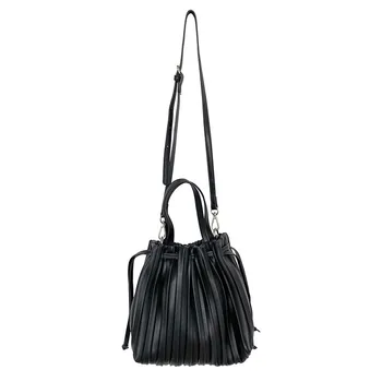 ženy taška 2020 jeseň zima kórejčina PU Vedro Bežné String Mäkká taška cez rameno crossbody kabelka luxusné Euro-Amerických štýl taška