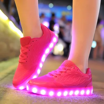 Ženy Tenisky Lete Led Svetlo Topánky Žiariace USB Nabíjanie Neon Air Mesh Priedušná Obuv Kôš Femme Biela Zapatos Mujer