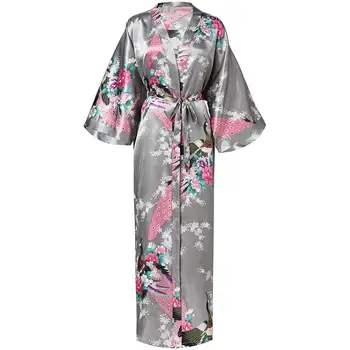 Ženy Tlač Kvet Dlhý Župan Rayon Nevesta Bridesmaid župane Kimono Župan Bežné Sleepwear Domov Šaty Plus Veľkosť 3XL