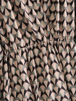 Ženy Voľné Šaty Jar 2021 Nové Módne Geometrické Vytlačí Celý Rukáv Moderné Lady Vestido
