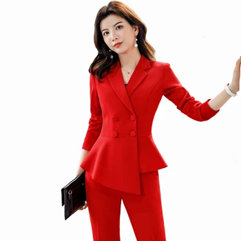 Ženy Vyhovuje 2019 Elegantné Profesionálne Nosenie Nepravidelný Elegantné Blejzre Office Lady Módne Príležitostné Práce, Kabát, Nohavice, Obleky, Oblečenie Pre Ženy