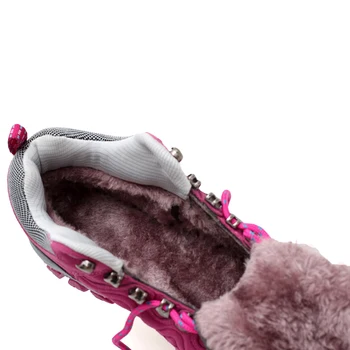 Ženy, Zimné Topánky, Čižmy Kožušiny Tenisky Ženy Teplé Ležérne Topánky Bavlna Vonkajšie Byty Platformu Footware Ružová Fialová